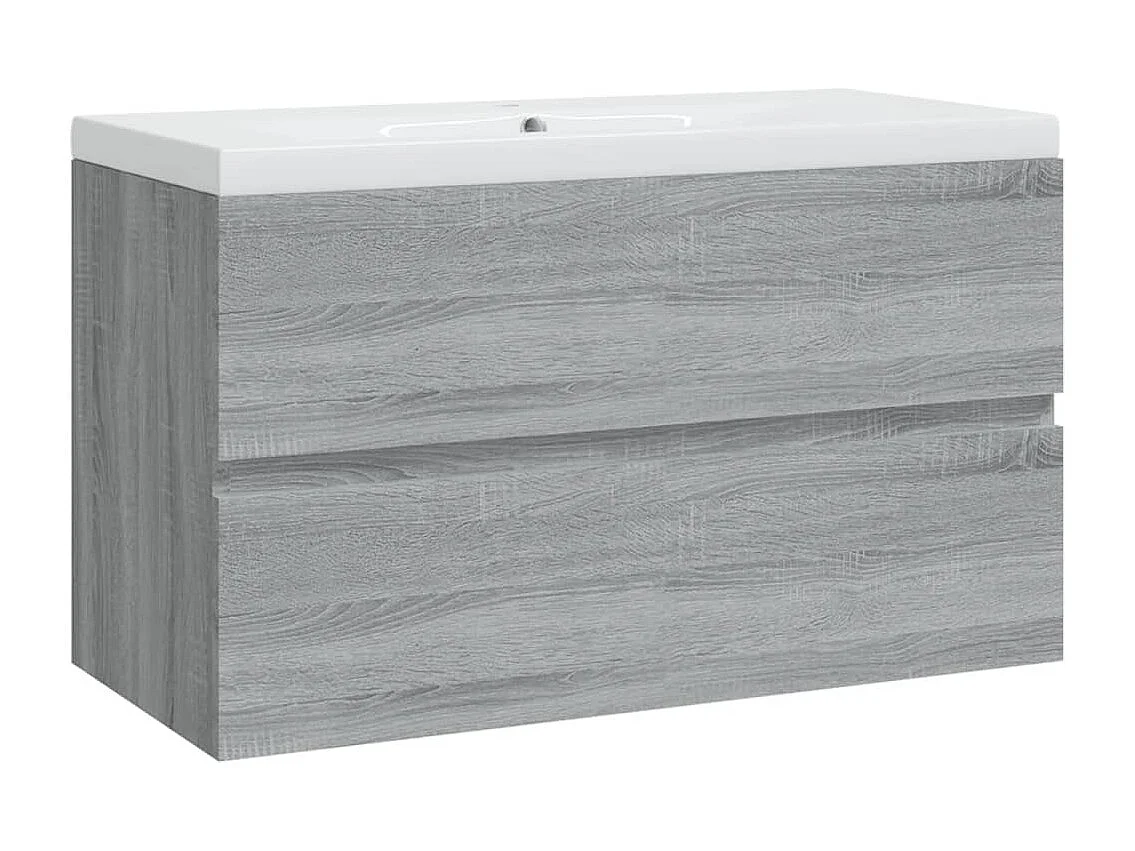 Mobile Bagno e Lavabo Integrato Grigio Sonoma Legno Multistrato