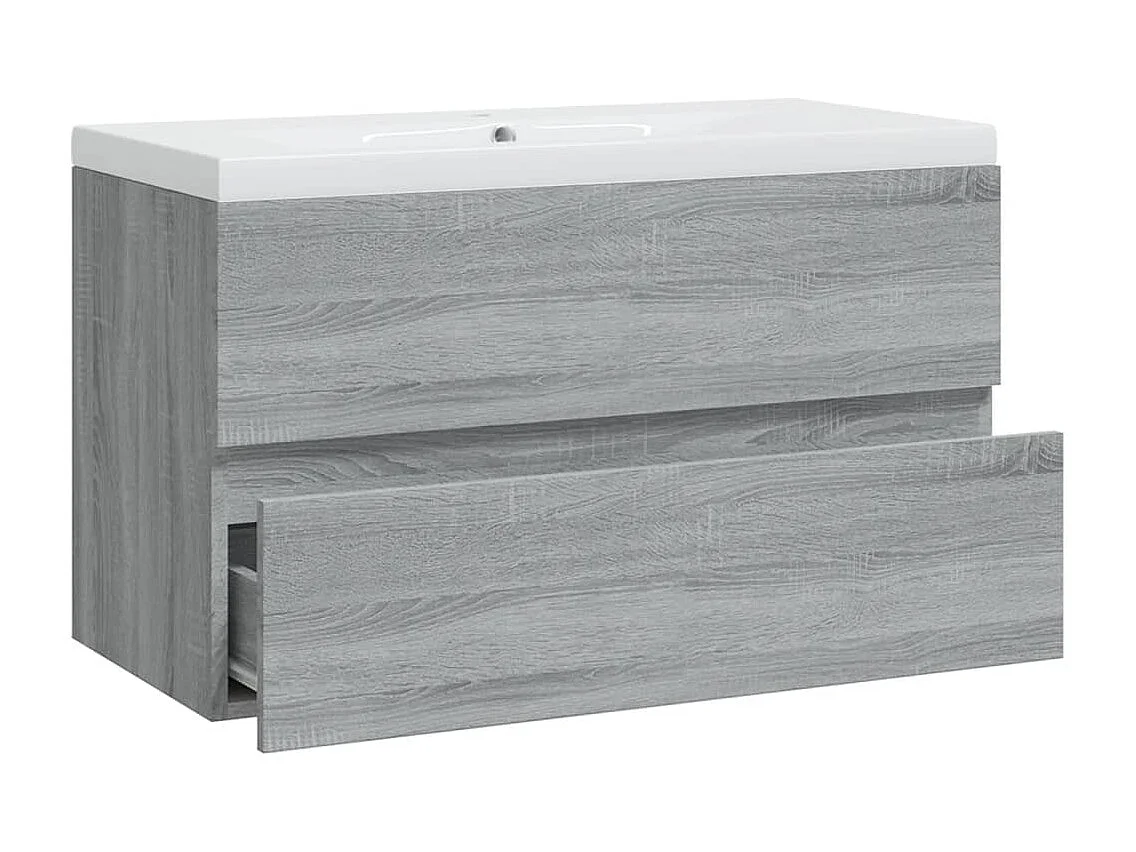 Mobile Bagno e Lavabo Integrato Grigio Sonoma Legno Multistrato