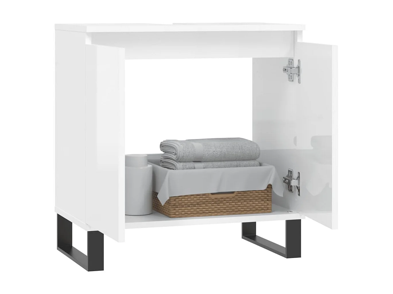 Armario de baño madera de ingeniería blanco brillo 58x33x60 cm