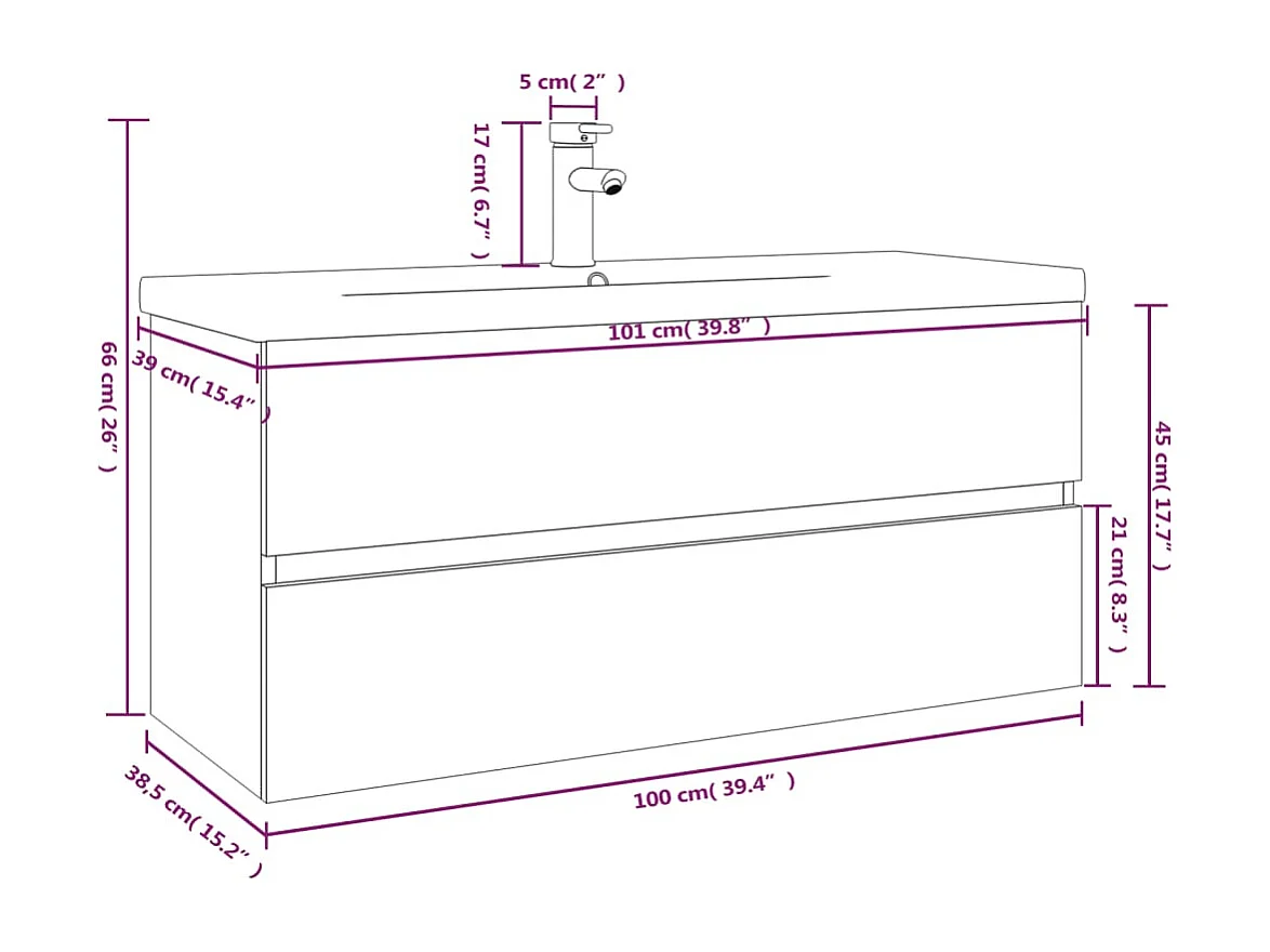 Meuble lavabo avec bassin intégré Sonoma gris Bois d'ingénierie