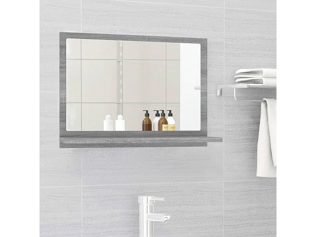 Miroir de bain Sonoma gris 60x10,5x37 cm Bois d'ingénierie