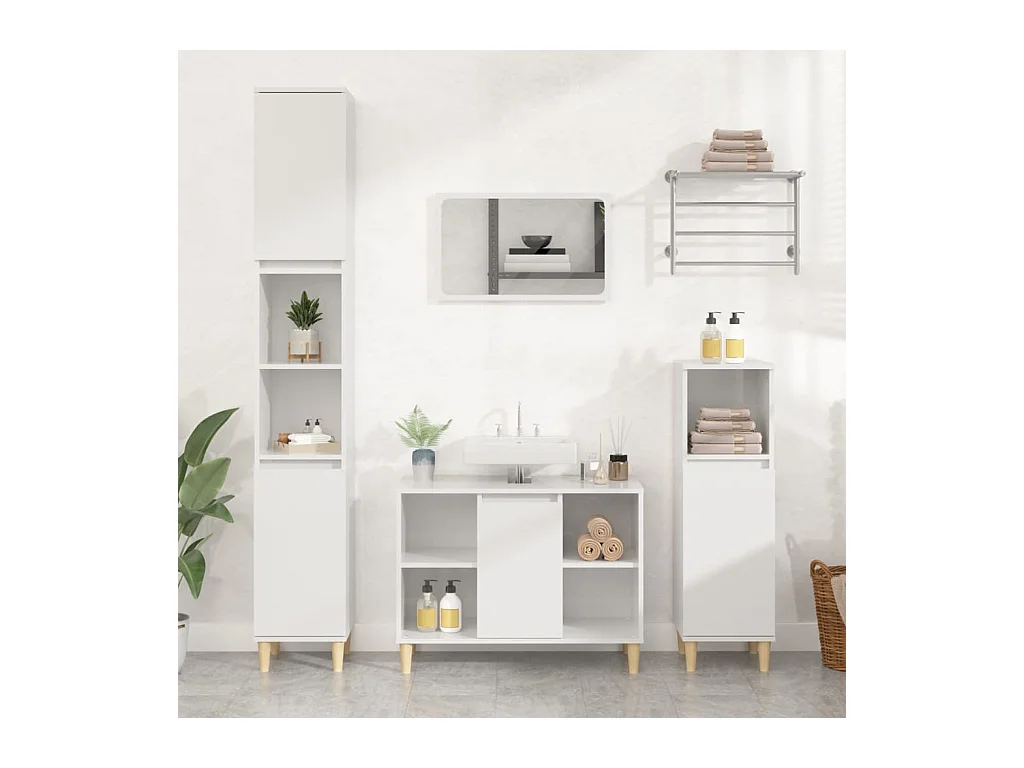 Meuble d'évier blanc brillant 80x33x60 cm bois d'ingénierie