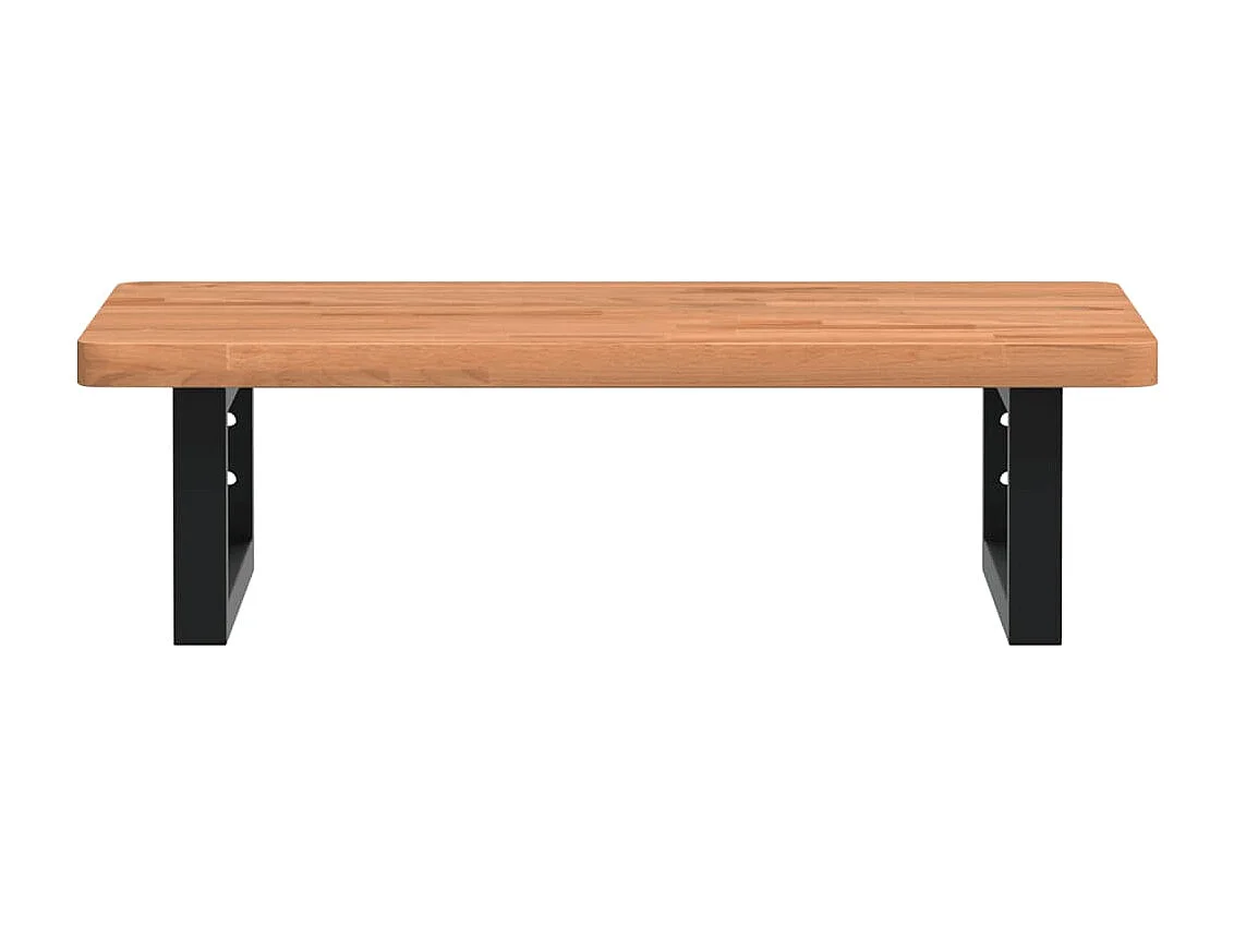 Estante de lavabo de pared de acero y madera maciza de haya