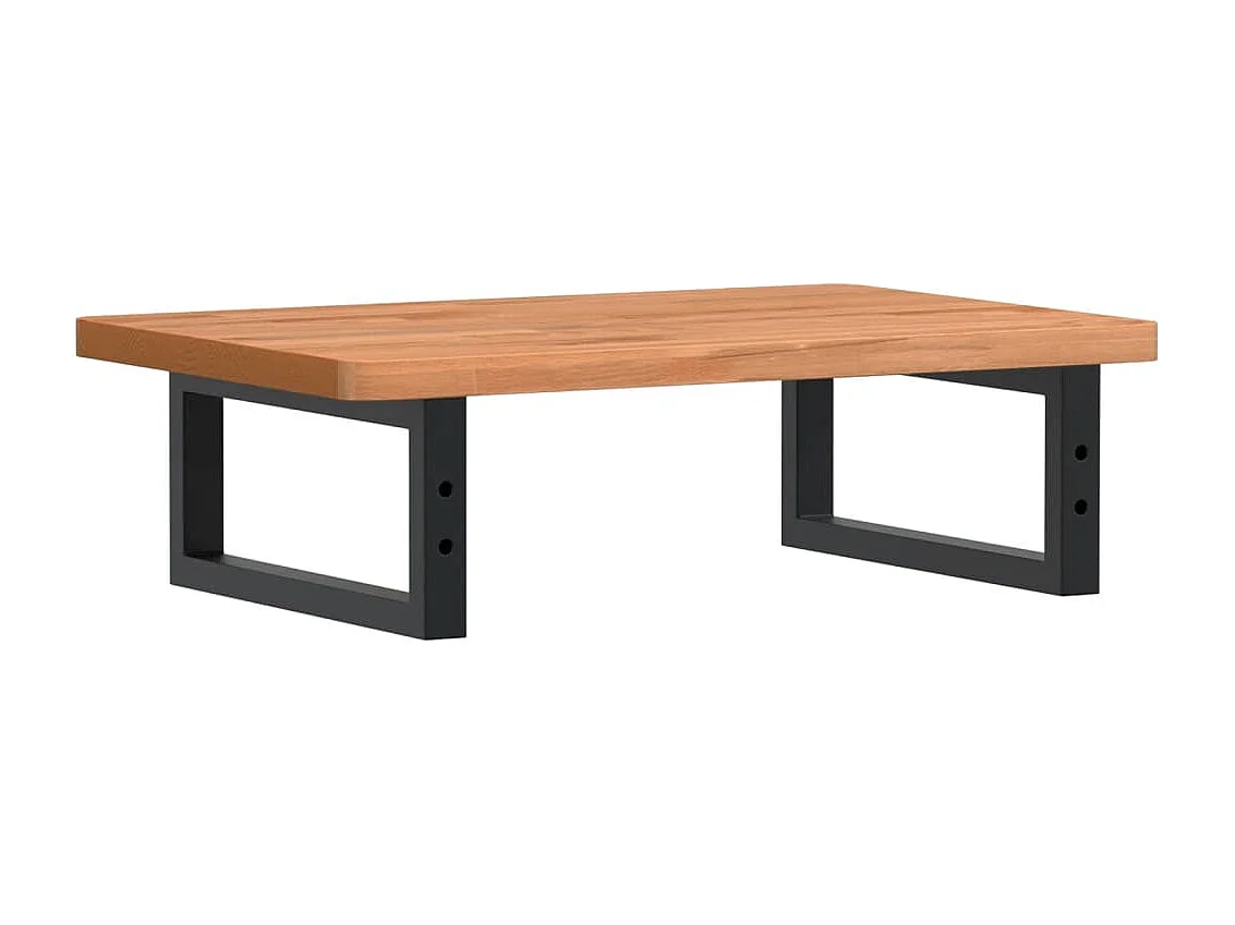 Estante de lavabo de pared de acero y madera maciza de haya