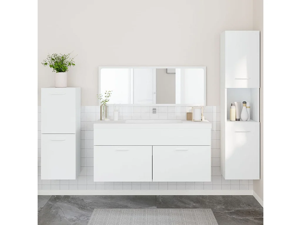 Ensemble de meubles salle de bain 4 pcs blanc bois d'ingénierie