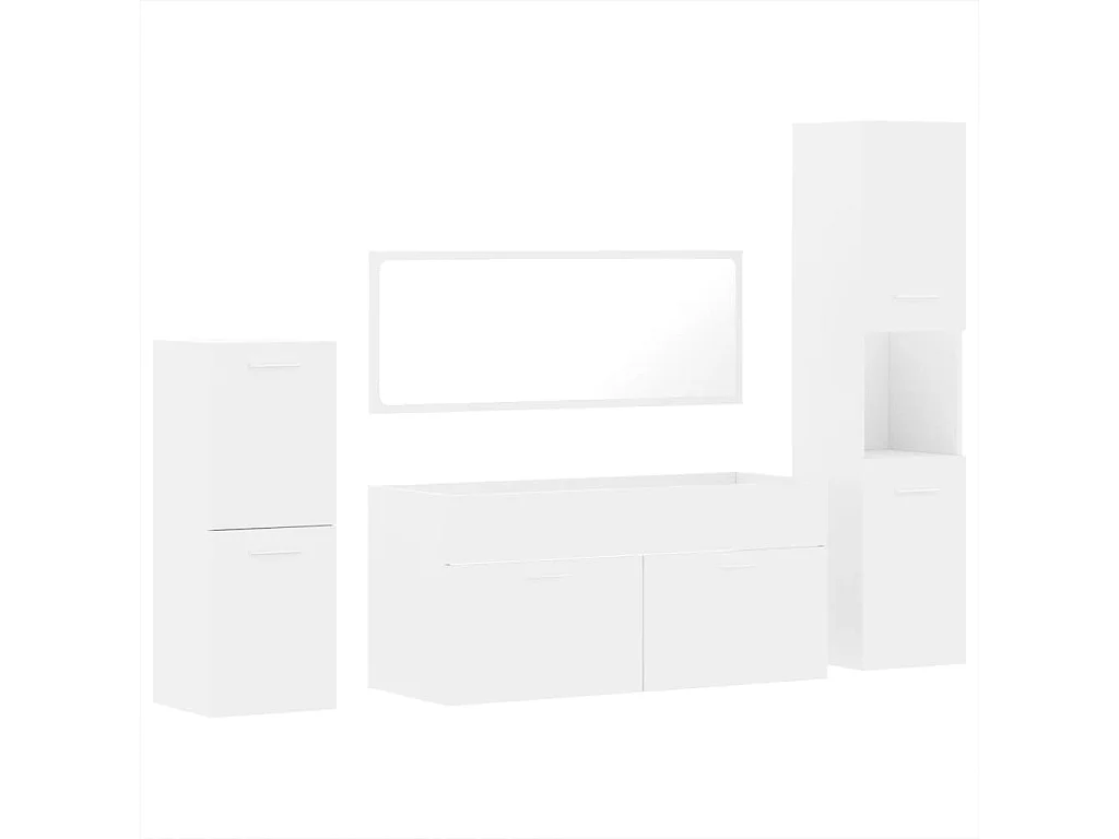 Ensemble de meubles salle de bain 4 pcs blanc bois d'ingénierie