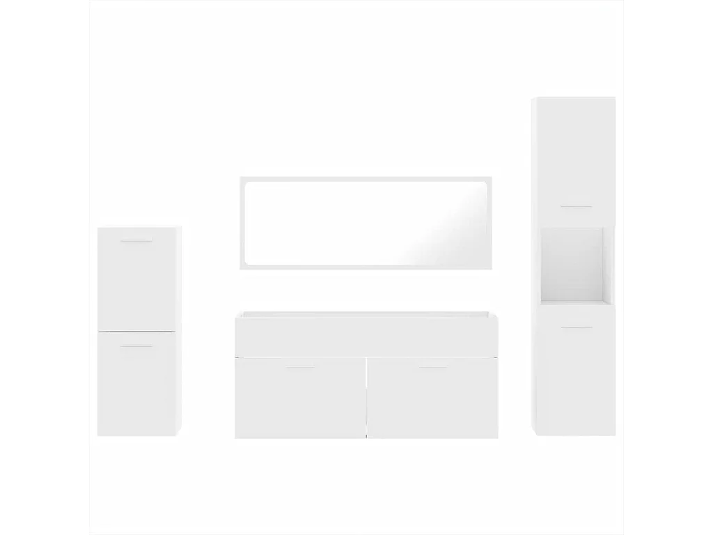 Ensemble de meubles salle de bain 4 pcs blanc bois d'ingénierie