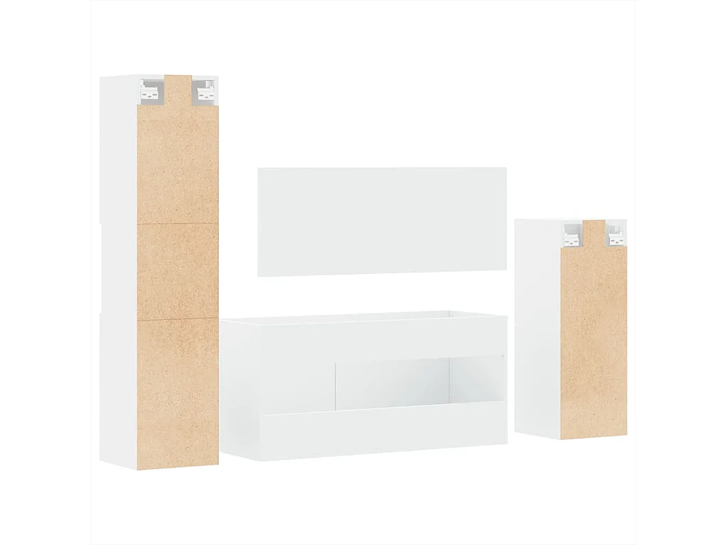 Ensemble de meubles salle de bain 4 pcs blanc bois d'ingénierie