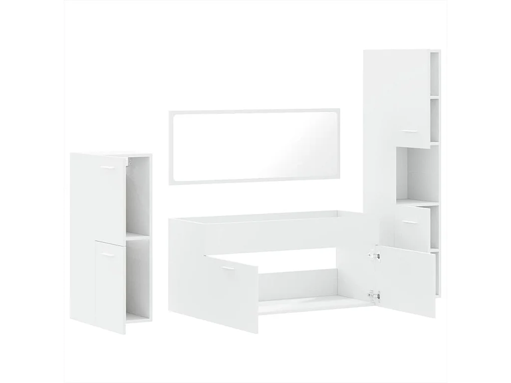 Ensemble de meubles salle de bain 4 pcs blanc bois d'ingénierie