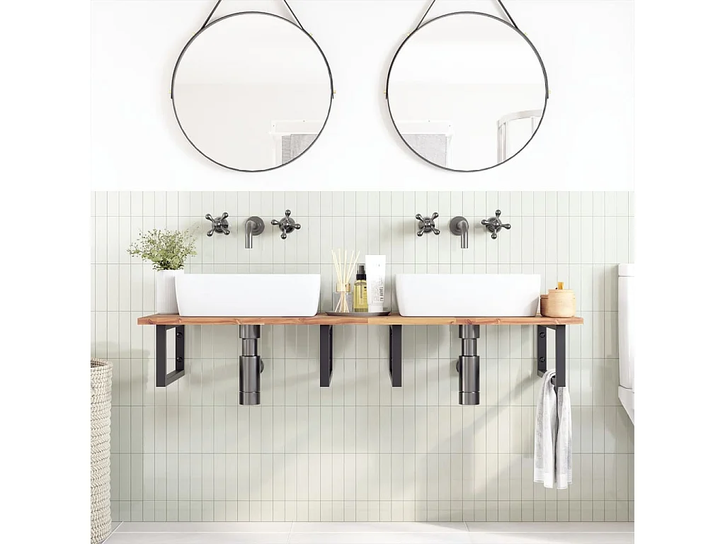 Piano da Bagno Non Trattato 120x50x2cm Legno Massello di Acacia