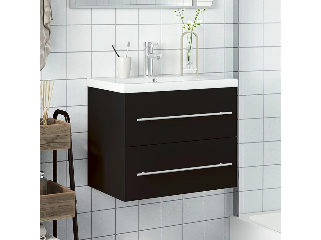Mueble de baño con lavabo integrado negro