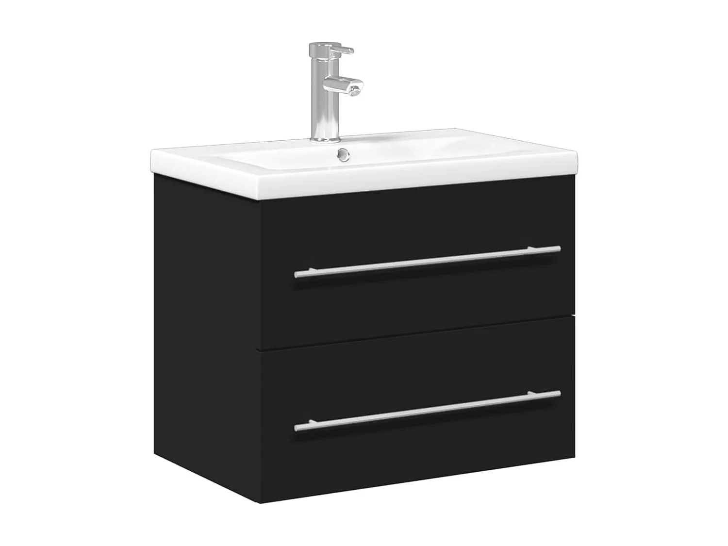 Armoire lavabo de salle de bain avec bassin intégré noir