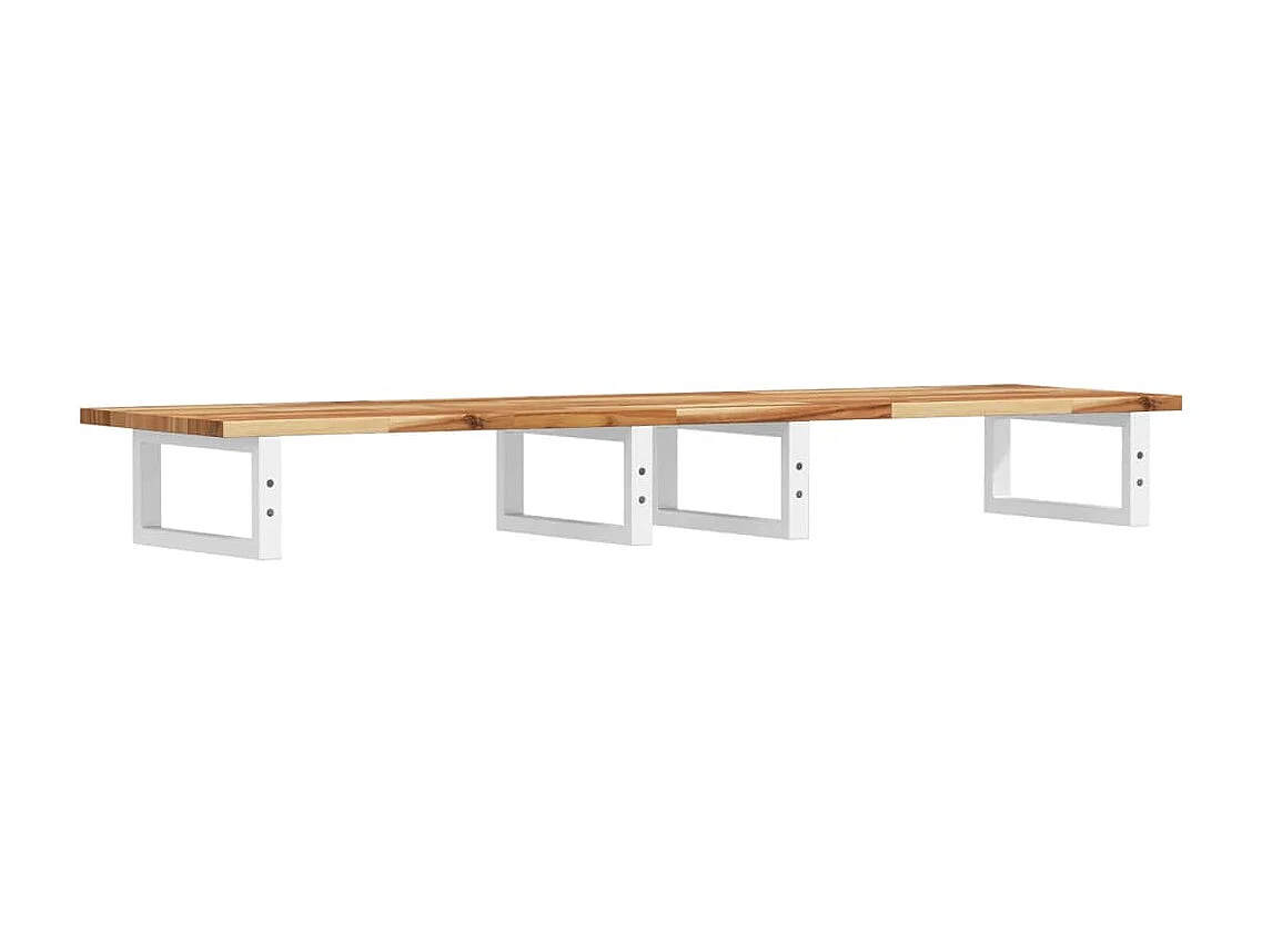 Ripiano a Parete per Lavabo in Acciaio e Massello di Acacia