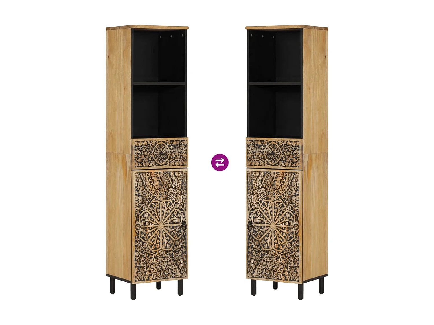 Mobile da Bagno 38x33x160 cm in Legno Massello di Mango