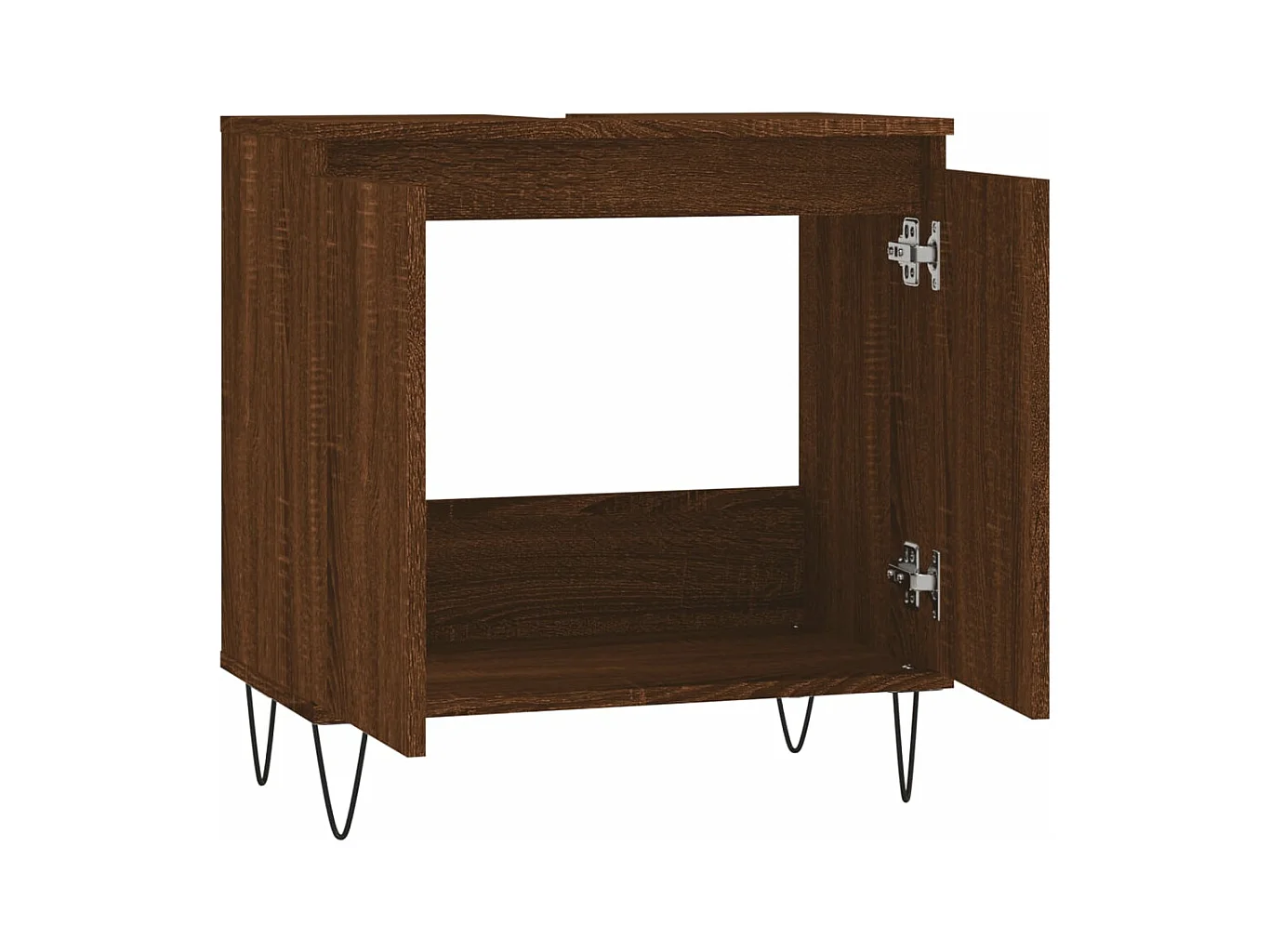 Badkamerkast 58x33x60 cm bewerkt hout bruin eikenkleur