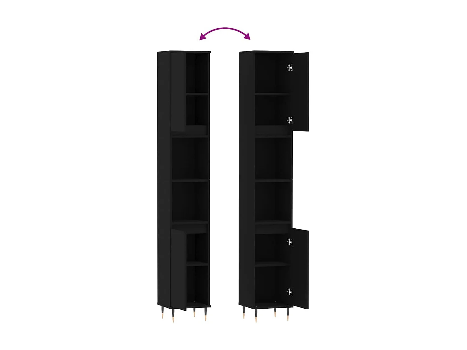 Armoire de salle de bain noir 30x30x190 cm bois d'ingénierie