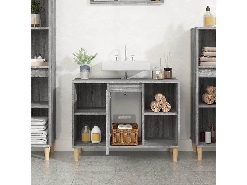 Móvel p/ lavatório 80x33x60 cm derivados madeira cinza sonoma