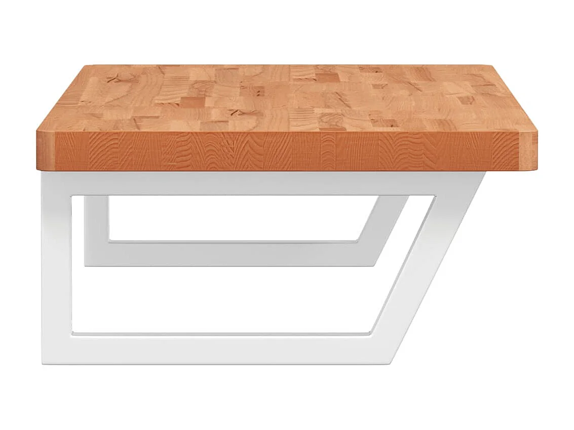 Ripiano a Parete per Lavabo in Acciaio e Massello di Faggio