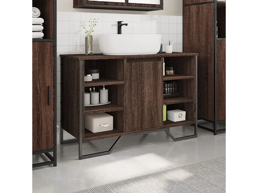 Mobile lavabo da bagno in rovere marrone 91x35x60 cm
