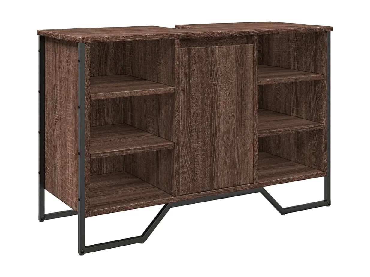 Armoire lavabo de salle de bain chêne marron 91x35x60 cm