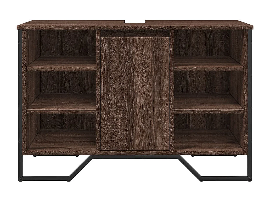 Armoire lavabo de salle de bain chêne marron 91x35x60 cm