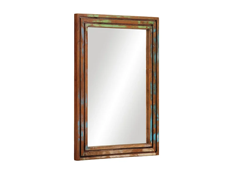 Badezimmerspiegel 50x70 cm aus massivem Akazienholz und Glas