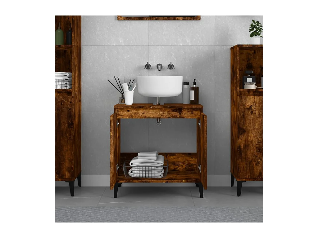 Mobile Lavabo Rovere Fumo 58x33x60 cm in Legno Multistrato