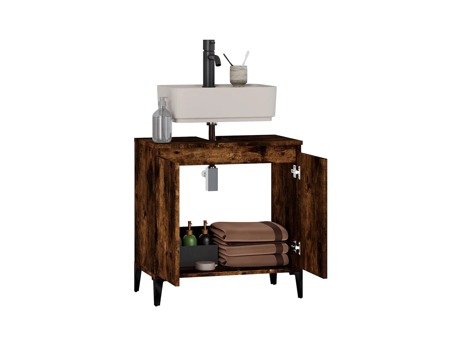 Mobile Lavabo Rovere Fumo 58x33x60 cm in Legno Multistrato