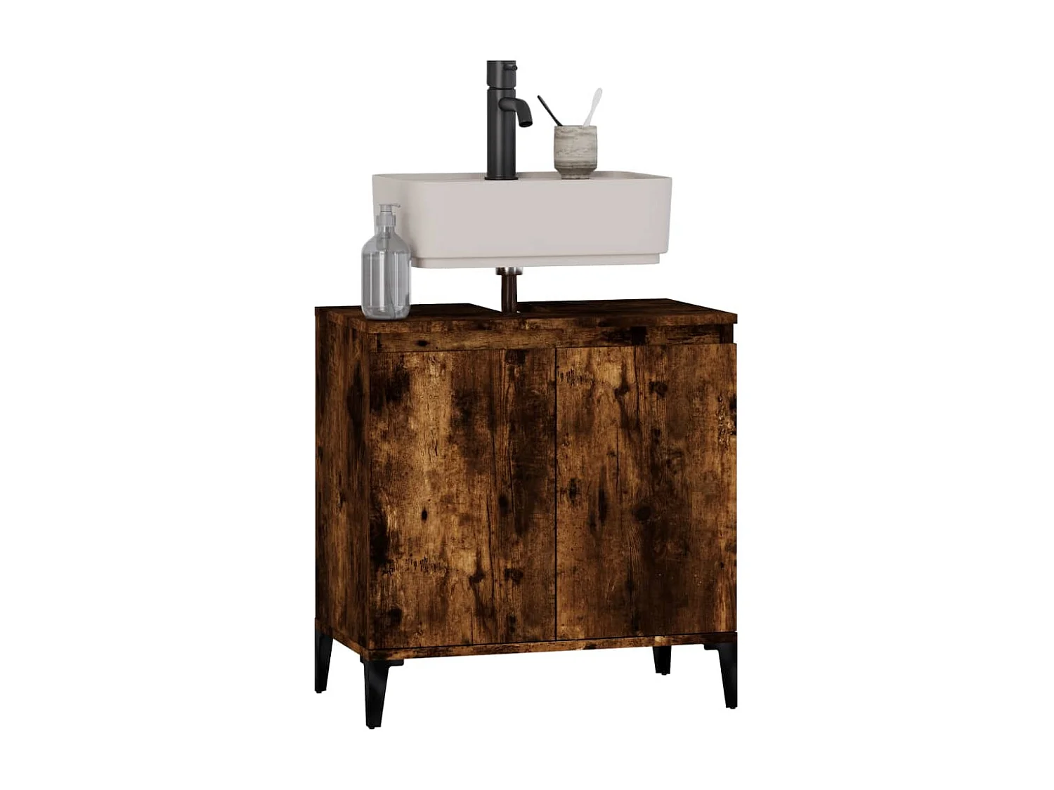 Mobile Lavabo Rovere Fumo 58x33x60 cm in Legno Multistrato