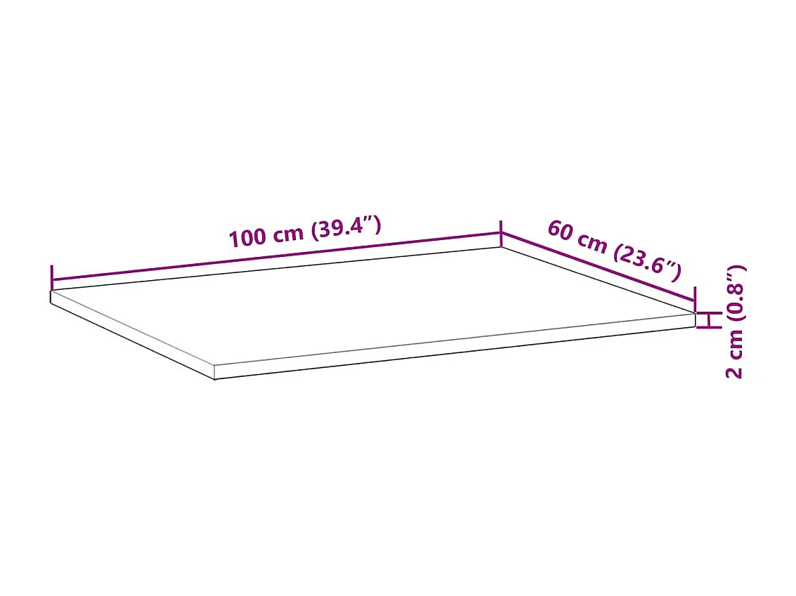 Dessus de meuble de salle de bain non traité bois d'acacia