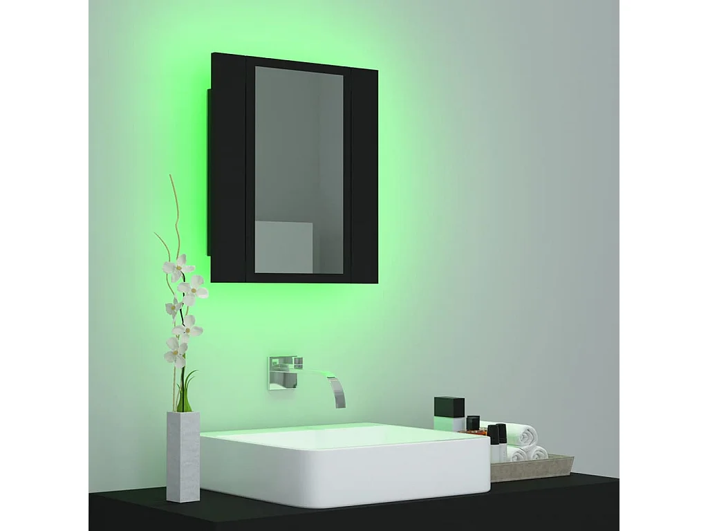 Armoire à miroir de salle de bain LED Noir 40x12x45cm Acrylique