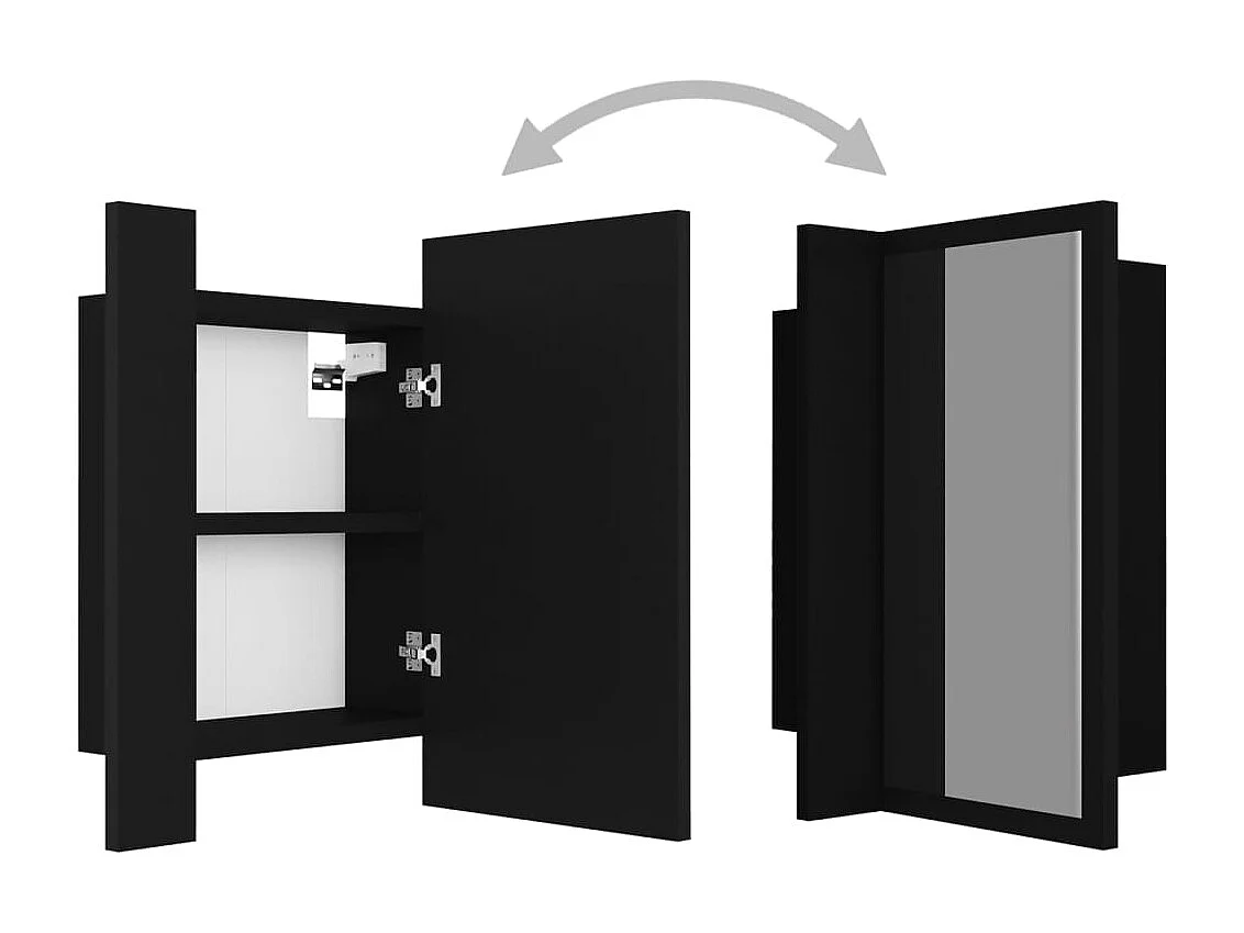 Armoire à miroir de salle de bain LED Noir 40x12x45cm Acrylique