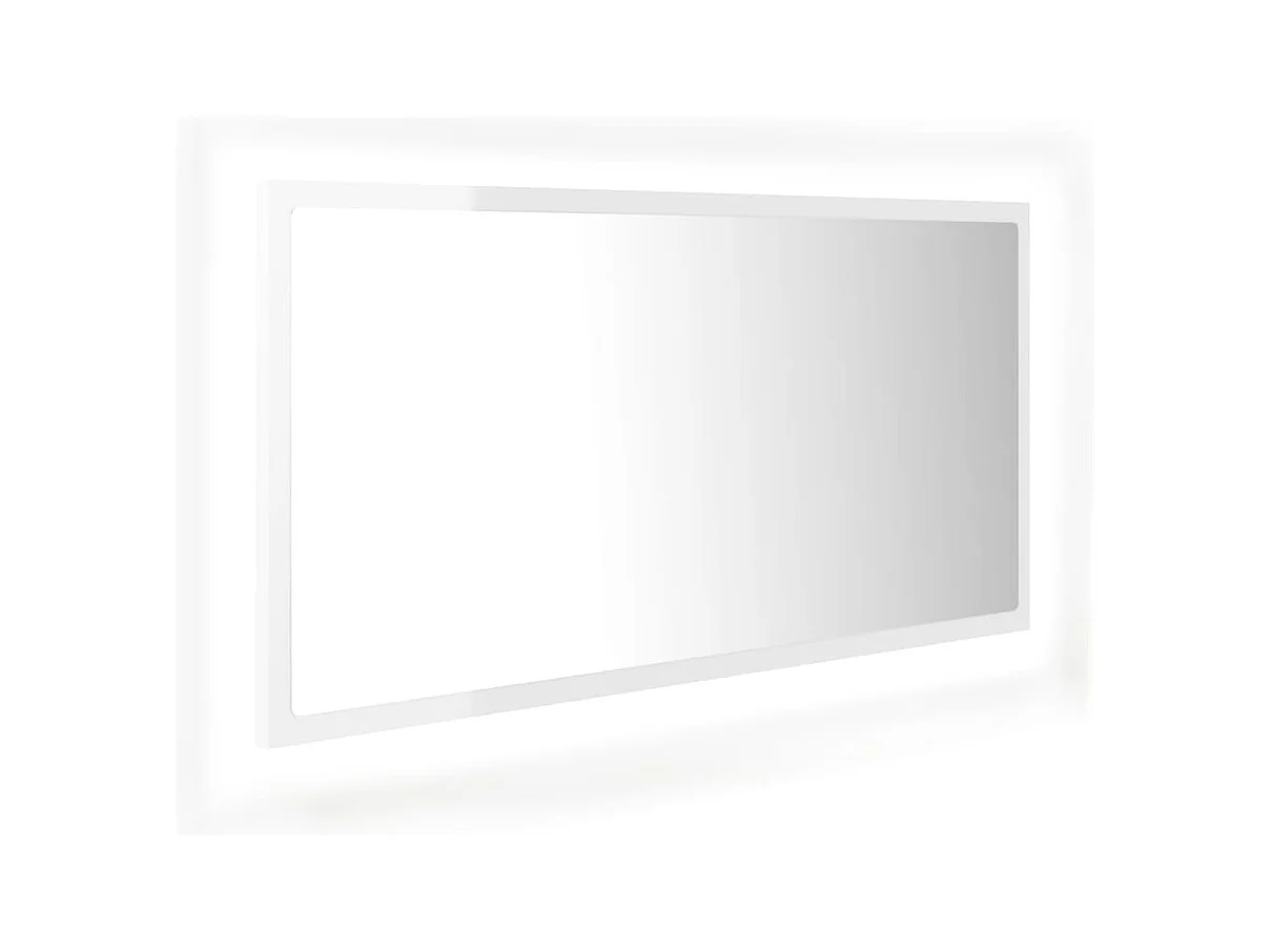 Espejo de baño LED crílico blanco brillo 90x8,5x37 cm