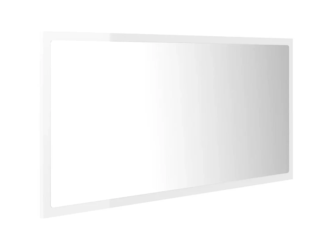 Espejo de baño LED crílico blanco brillo 90x8,5x37 cm