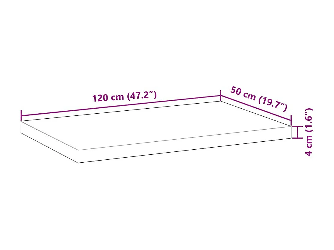 Piano da Bagno Finitura a Olio 120x50x4 cm in Legno di Acacia