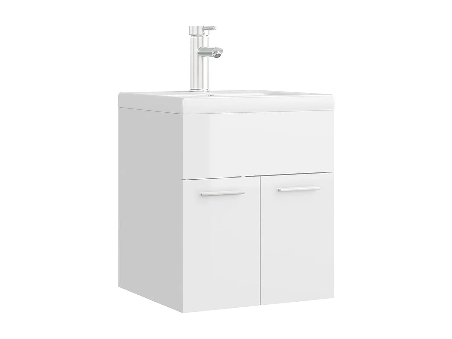 Armoire d'évier lavabo intégré blanc brillant bois d'ingénierie