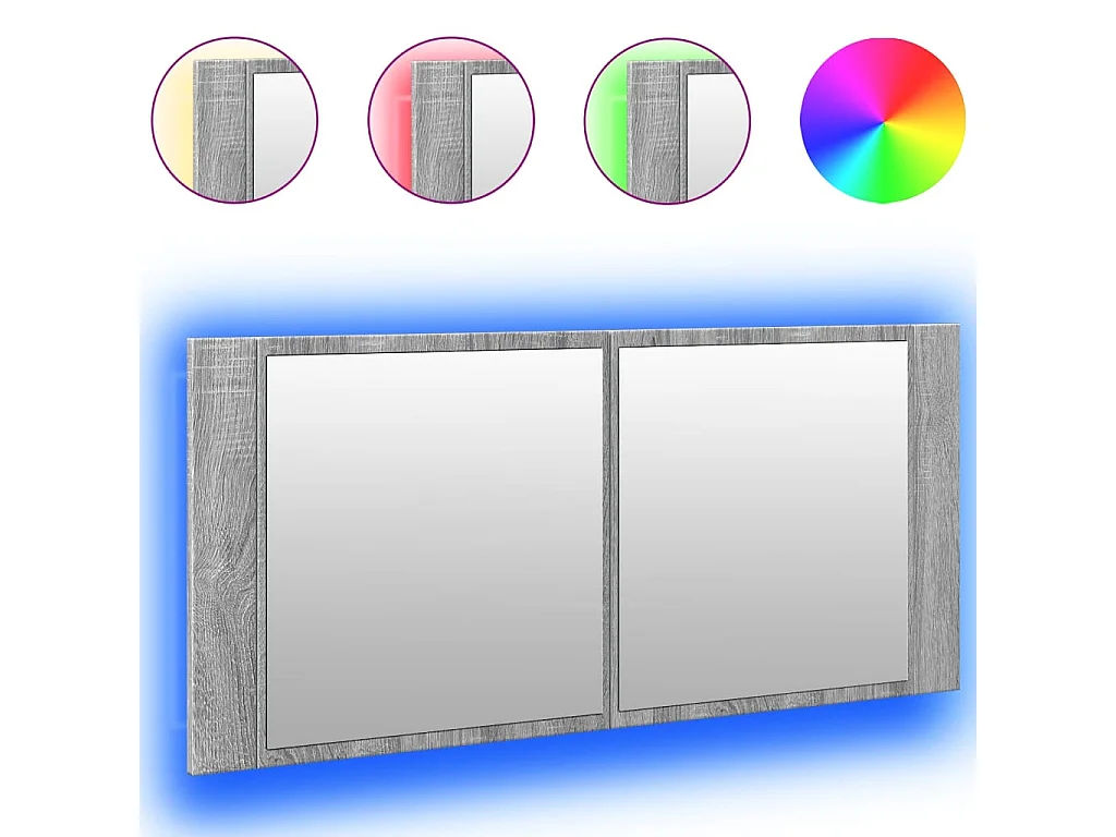 Armário espelhado casa de banho LED 100x12x45cm cinza sonoma