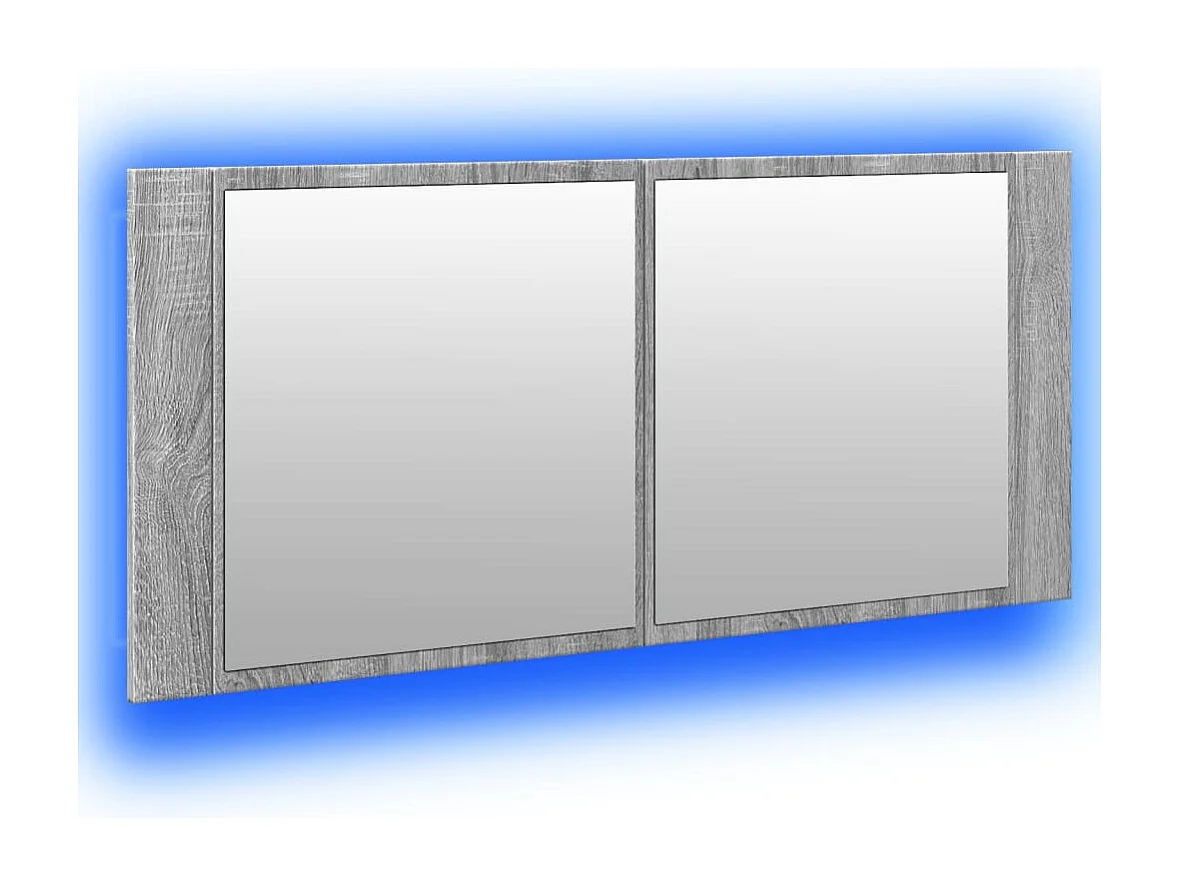 Armário espelhado casa de banho LED 100x12x45cm cinza sonoma