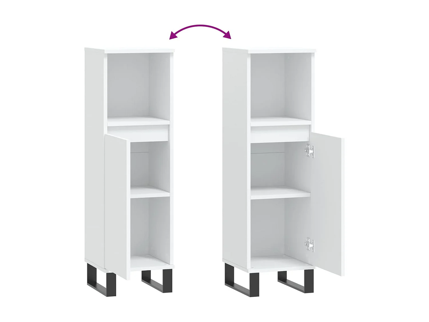 Armadietto da Bagno Bianco 30x30x100 cm in Legno Multistrato