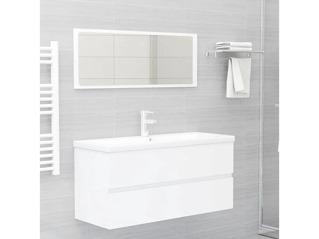 Mobile Bagno con Lavabo Integrato Bianco in Legno Multistrato