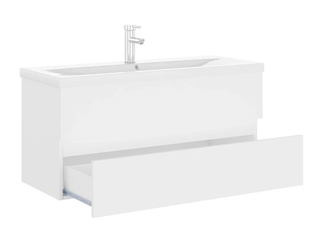 Mobile Bagno con Lavabo Integrato Bianco in Legno Multistrato