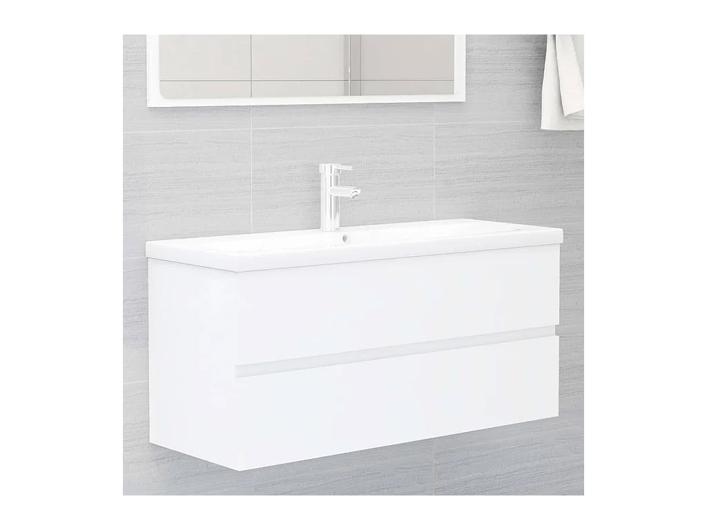 Mobile Bagno con Lavabo Integrato Bianco in Legno Multistrato