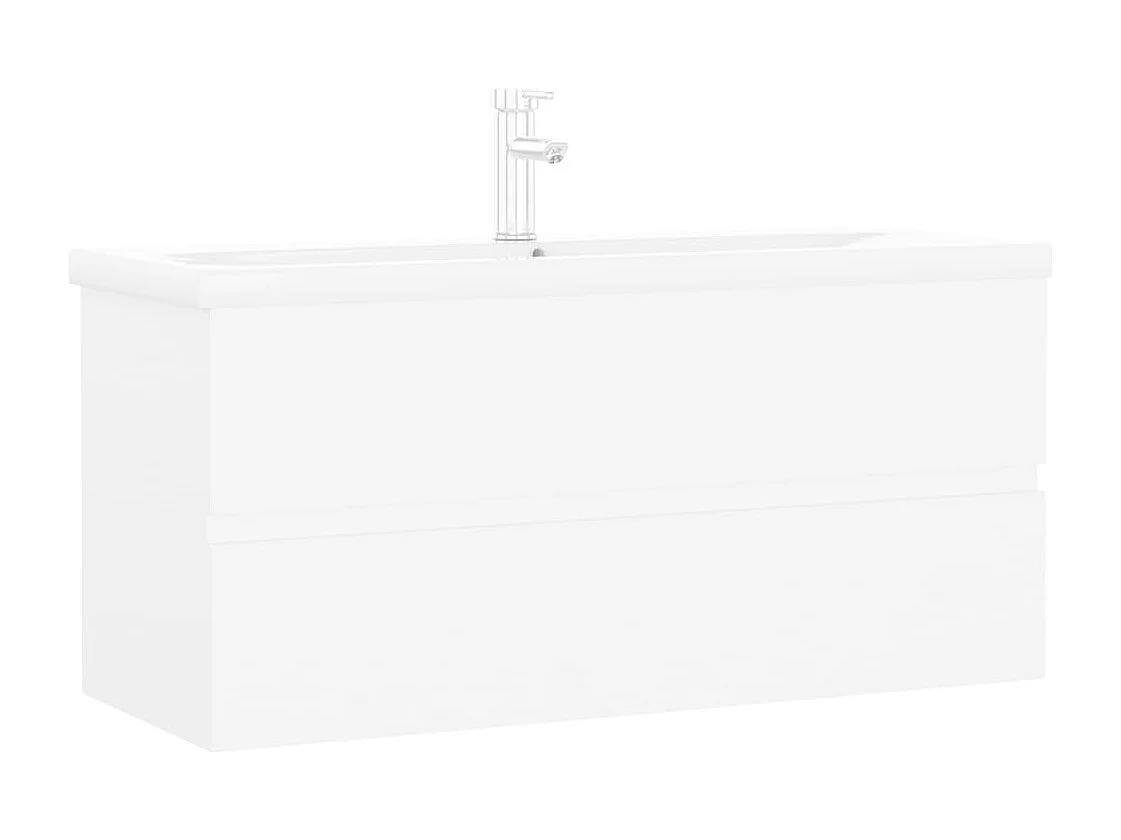 Armoire d'évier avec lavabo intégré blanc bois d'ingénierie