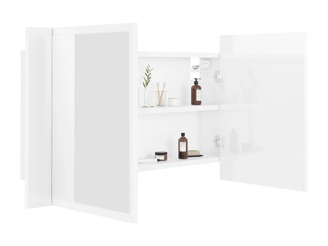Armoire à miroir de bain à LED Blanc brillant Acrylique