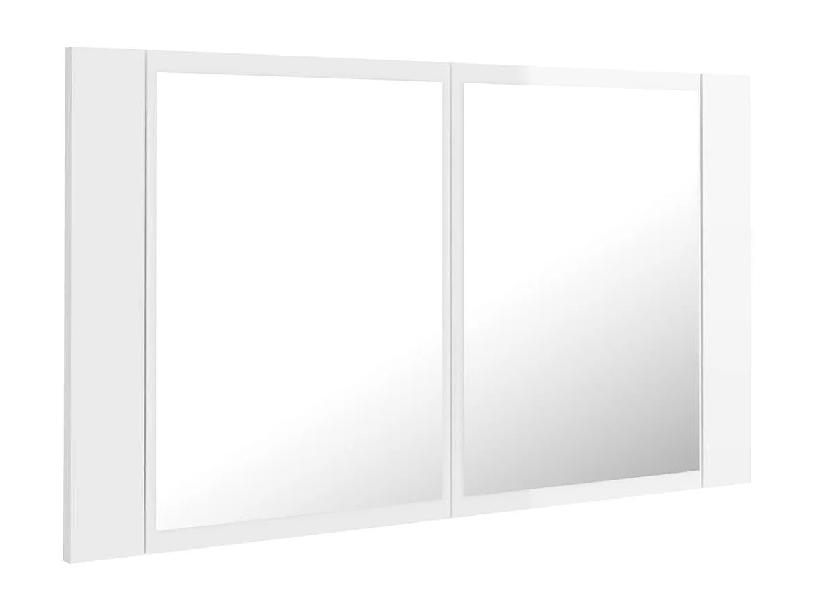 Armoire à miroir de bain à LED Blanc brillant Acrylique