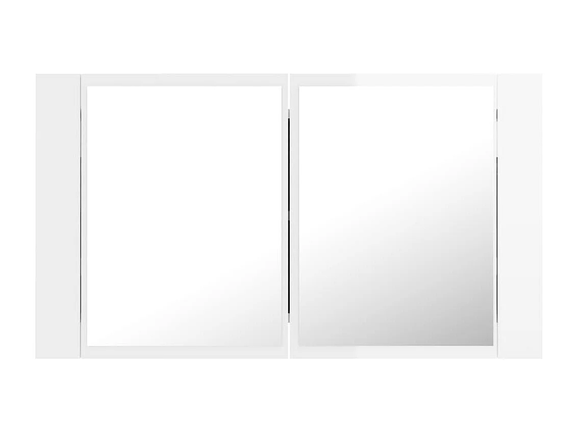 Armoire à miroir de bain à LED Blanc brillant Acrylique