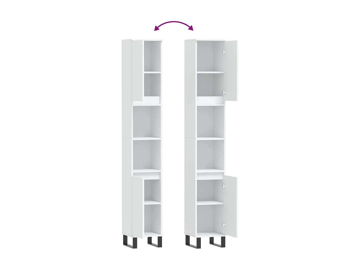 Armario de baño madera contrachapada blanco 30x30x190 cm