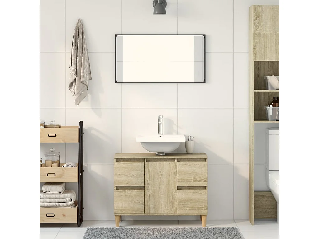 Meuble d'évier chêne sonoma 80x33x60 cm bois d'ingénierie