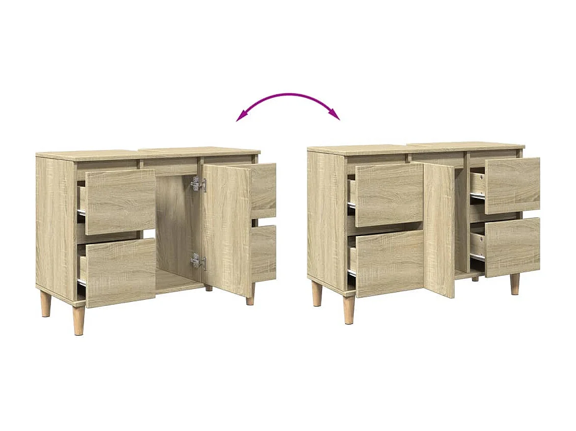 Meuble d'évier chêne sonoma 80x33x60 cm bois d'ingénierie