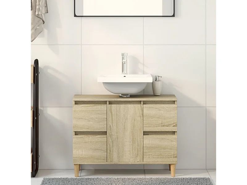 Meuble d'évier chêne sonoma 80x33x60 cm bois d'ingénierie